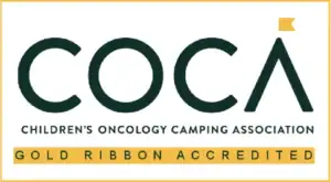 Bright outdoor camping site at Camp One Step for children with cancer.