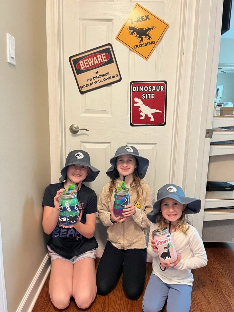 Dinosaur-themed kids' camp activities and crafts at Camp One Step.