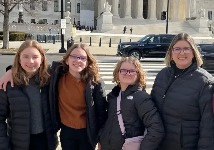 Victory girls at the Lincoln Memorial in Washington DC during daytime.